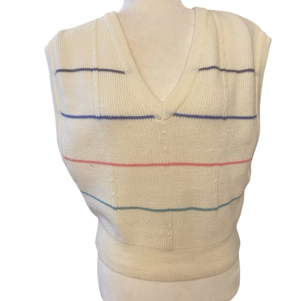 Andrew St. John Womens Vintage Striped Pullover Vest